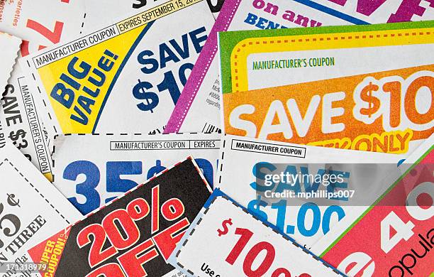 coupons - newspaper stack stock pictures, royalty-free photos & images