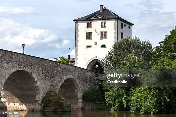 limburg, river lahn and alte lahnbruecke - limburg netherlands stock pictures, royalty-free photos & images