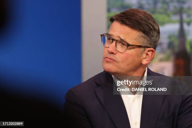 Hesse's State Premier and top candidate of the conservative Christian Democratic Union party Boris Rhein attends a TV-talk at the State Parliament of...