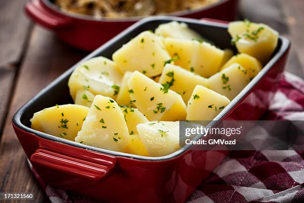 boiled potatoes - curly parsley stock pictures, royalty-free photos & images