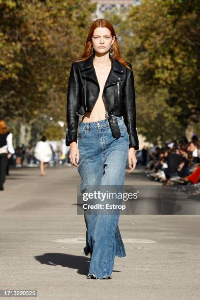 Model walks the runway during the Stella McCartney Womenswear Spring/Summer 2024 show as part of Paris Fashion Week on October 2, 2023 in Paris,...