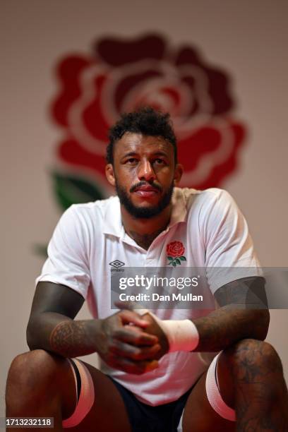 Courtney Lawes of England poses for a portrait following a training session at Stade Ferdinand Petit on October 02, 2023 in Le Touquet-Paris-Plage,...