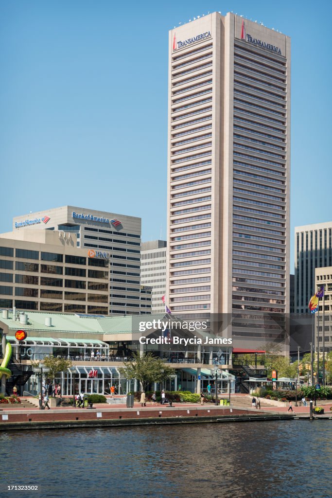 Inner Harbor's Light Street Pavilion with Transamerica Tower