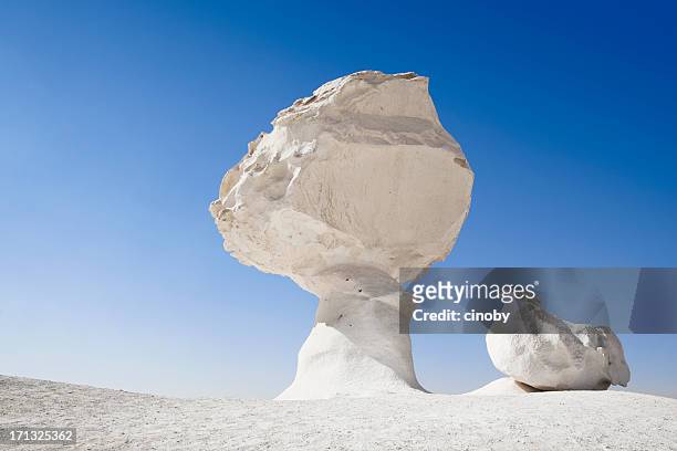 chicken & mushroom rock formation in the white desert of egypt - egypt desert stock pictures, royalty-free photos & images