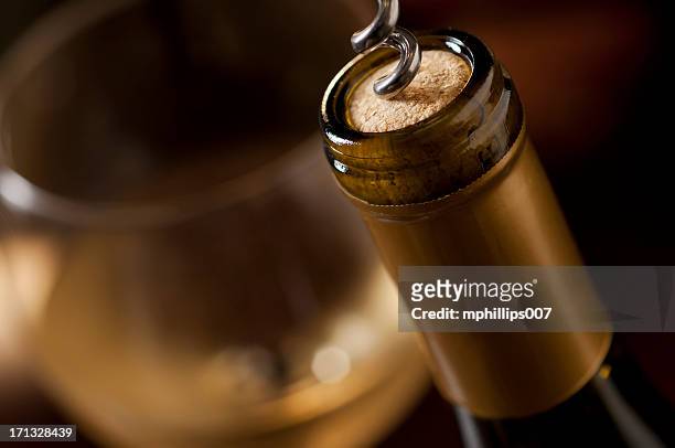 uncorking wine - white wine overhead stock pictures, royalty-free photos & images