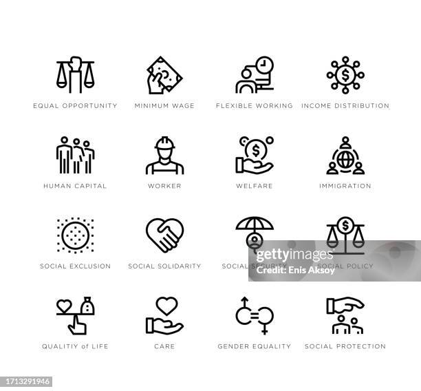 symbole für sozialpolitische maßnahmen - chancengleichheit stock-grafiken, -clipart, -cartoons und -symbole