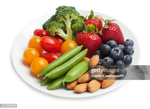 healthy snack plate - healthy eating white background stock pictures, royalty-free photos & images