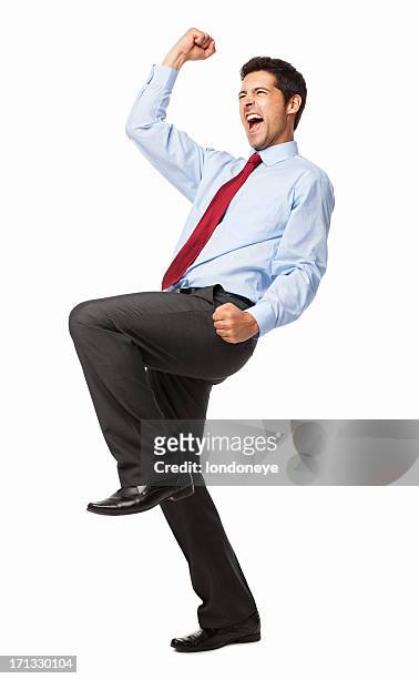 male executive celebrating success - isolated - cheering stock pictures, royalty-free photos & images