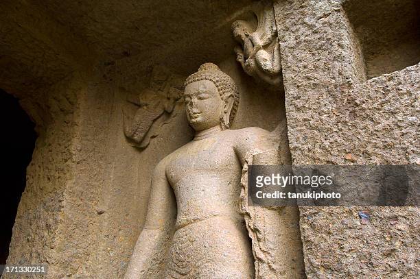 buddha statue - kanheri caves stock pictures, royalty-free photos & images