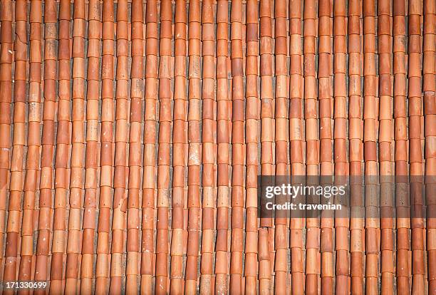 roof pattern - red tile stock pictures, royalty-free photos & images