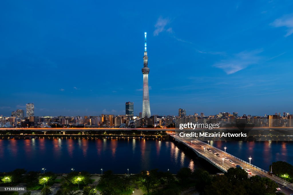 Blue hour sunset at Tokyo Skytree