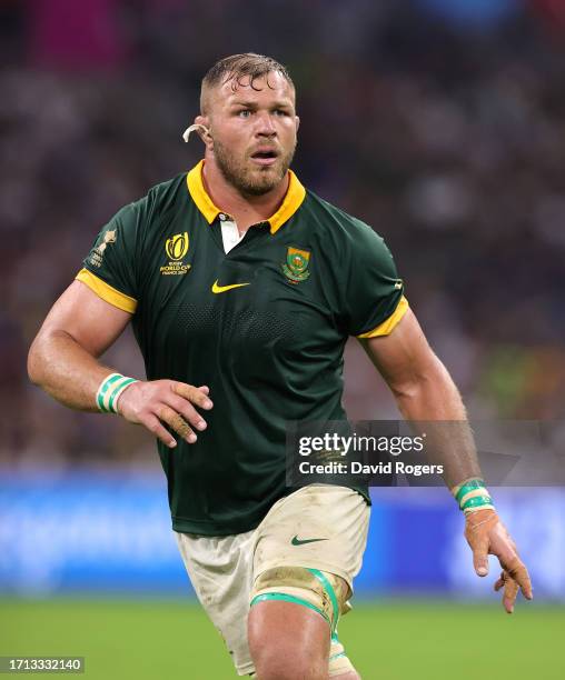 Duane Vermeulen of South Africa looks on during the Rugby World Cup France 2023 Pool B match between South Africa and Tonga at Stade Velodrome on...