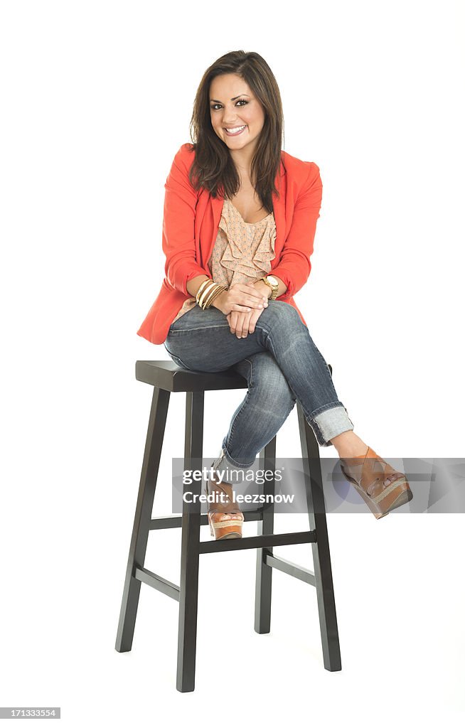 Woman Sitting on Stool