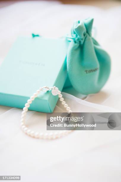 bridal pearl bracelet by tiffany&amp; co. - tiffany co stock pictures, royalty-free photos & images