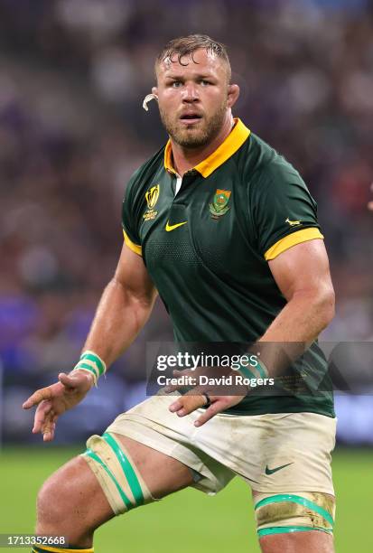 Duane Vermeulen of South Africa looks on during the Rugby World Cup France 2023 Pool B match between South Africa and Tonga at Stade Velodrome on...