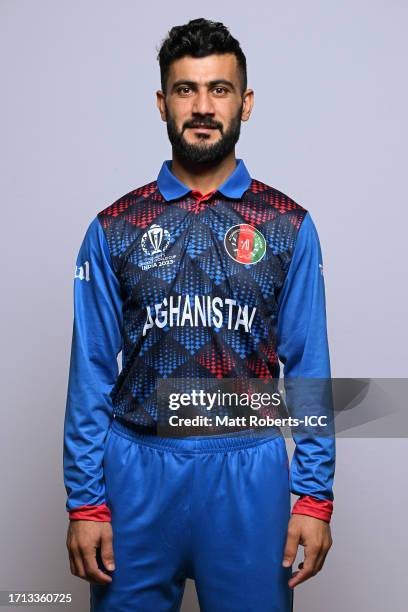 Ikram Ali Khil of Afghanistan poses for a portrait ahead of the ICC Men's Cricket World Cup India 2023 on October 01, 2023 in Guwahati, India.