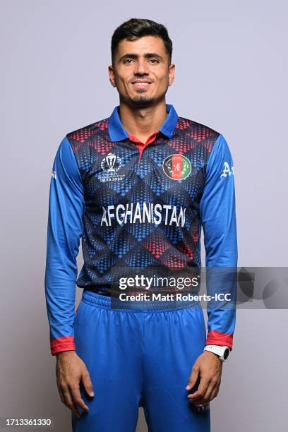 Mujeeb ur Rahman of Afghanistan poses for a portrait ahead of the ICC Men's Cricket World Cup India 2023 on October 01, 2023 in Guwahati, India.