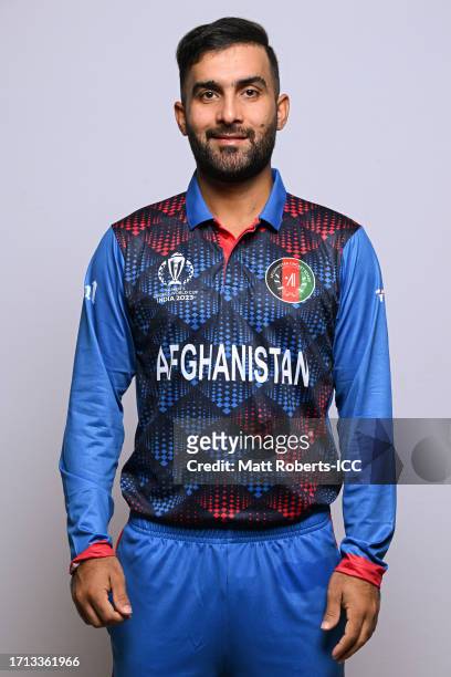 Hashmatullah Shahidi of Afghanistan poses for a portrait ahead of the ICC Men's Cricket World Cup India 2023 on October 01, 2023 in Guwahati, India.