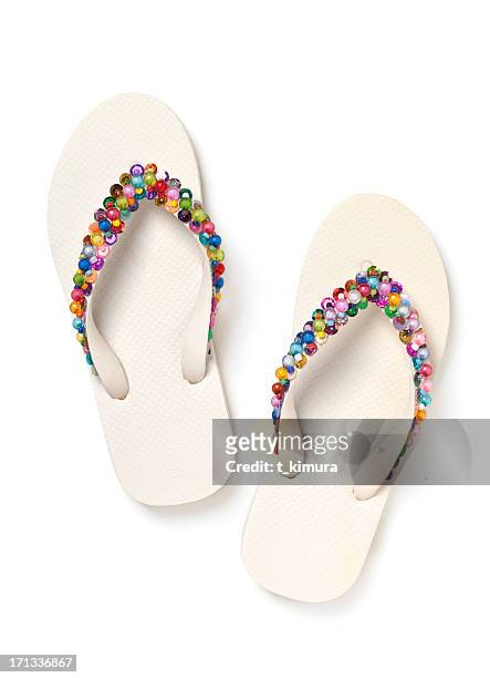 white sandals - red flip flops isolated stock pictures, royalty-free photos & images
