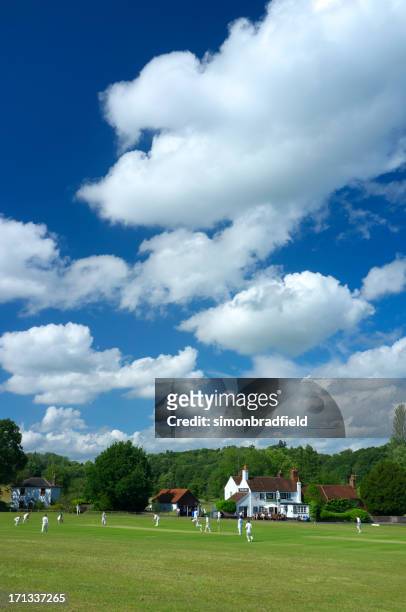 village cricket in england - surrey england stock pictures, royalty-free photos & images