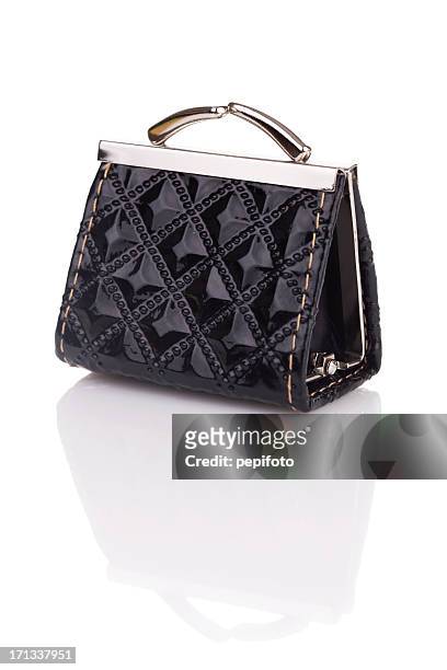 woman wallet - black purse stockfoto's en -beelden