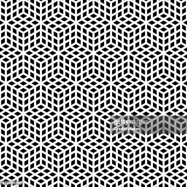 a cube pattern showcasing three visible sides, each covered by a 3x3 grid of squares, creating a visually structured geometric design - precision abstract stock illustrations