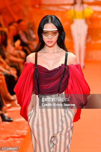 Model walks the runway during the Louis Vuitton Womenswear Spring/Summer 2024 show as part of Paris Fashion Week on October 02, 2023 in Paris, France.
