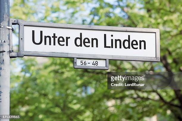 unter den linden - street name sign stock pictures, royalty-free photos & images