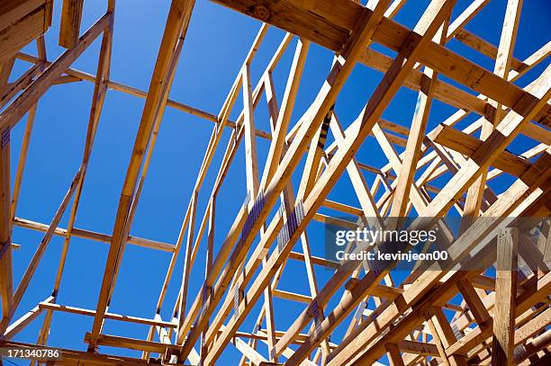 house framing - roof truss stock pictures, royalty-free photos & images