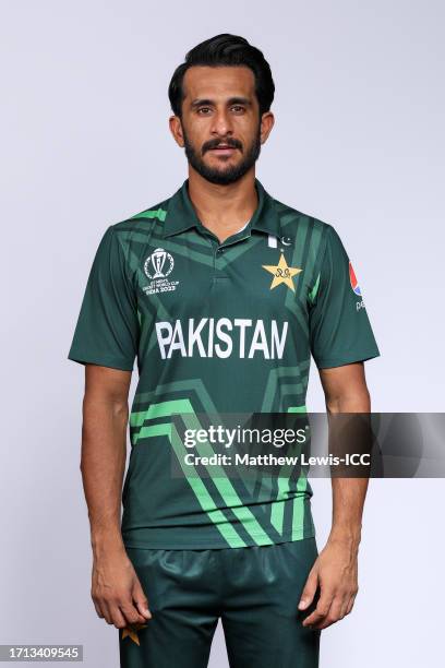 Hasan Ali of Pakistan poses for a portrait ahead of the ICC Men's Cricket World Cup India 2023 on October 02, 2023 in Hyderabad, India.