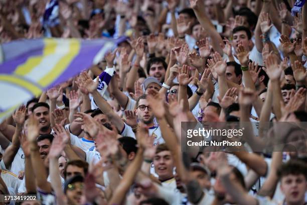 Real Madrid supporters during the LaLiga EA Sports match between Real Madrid CF and CA Osasuna at Estadio Santiago Bernabeu on October 7, 2023 in...