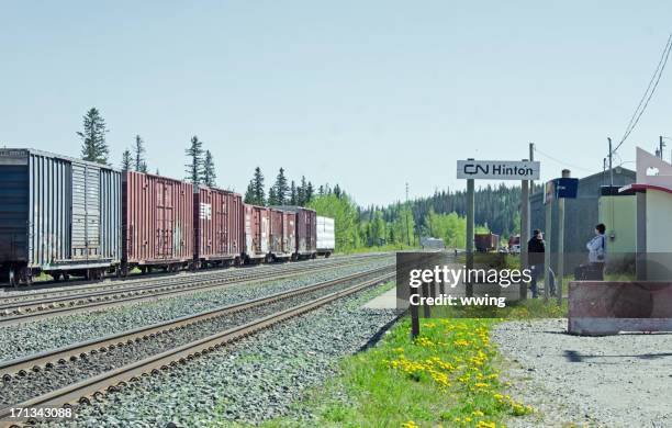 hinton railroad stop - hinton alberta stock pictures, royalty-free photos & images