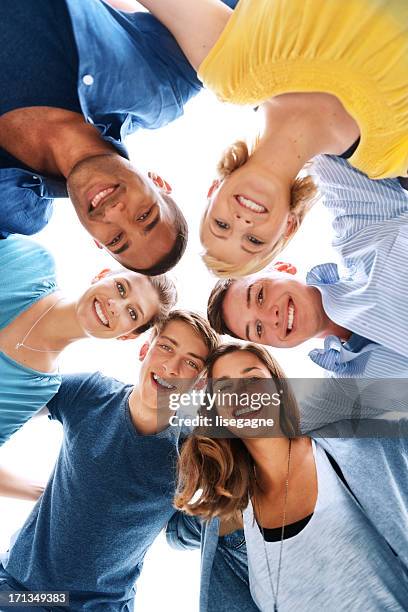 circle of friends - circle of heads stock pictures, royalty-free photos & images