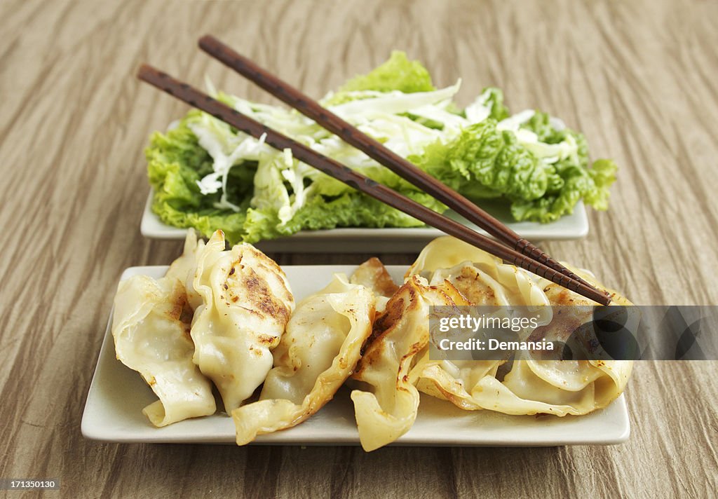 Pot Stickers with Salad
