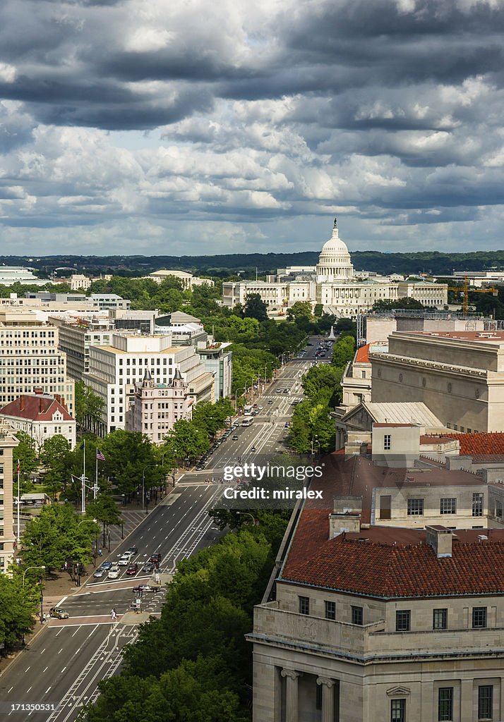 Pennsylvania Avenue y de Estados Unidos, el Capitolio, Washington, D.C.  UNIDOS.