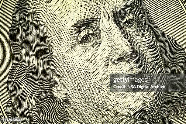 benjamin franklin portrait on one hundred dollar bill | finance - benjamin franklin 個照片及圖片檔