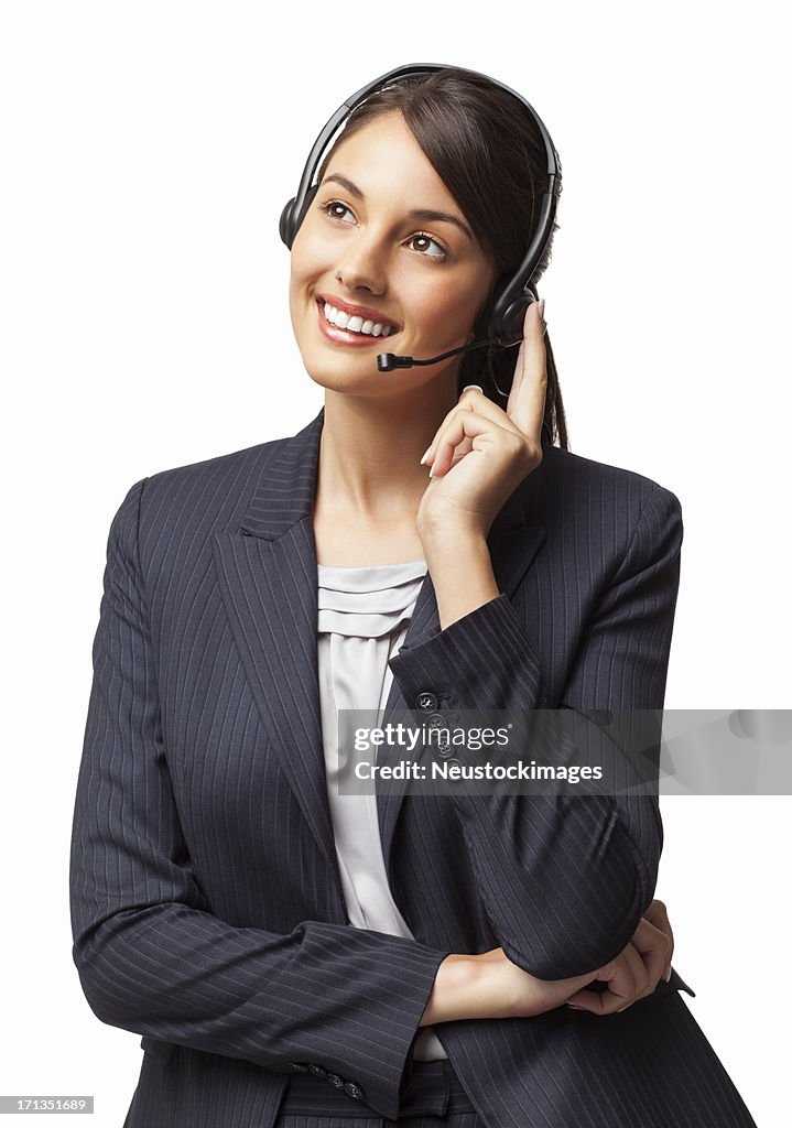 Female Technical Support Officer Wearing Headset Isolated High-Res ...