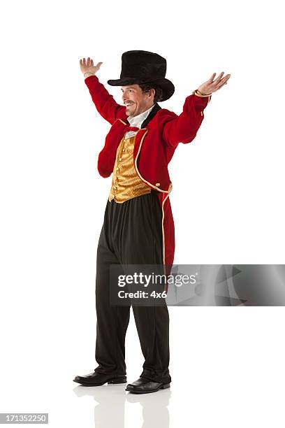 happy circus ringmaster - ringmaster stock pictures, royalty-free photos & images