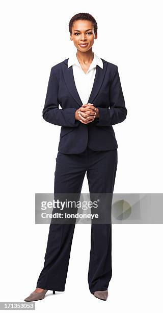 confident african american female executive - isolated - full body isolated stockfoto's en -beelden