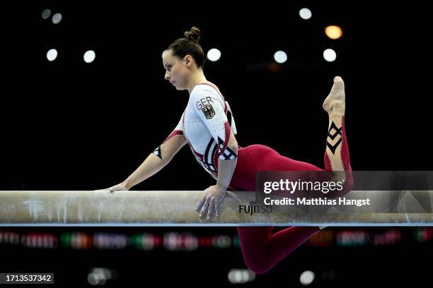 Sarah Voss of Team Germany competes on Balance Beam during the Women's Qualifications on Day Three of the 2023 Artistic Gymnastics World...