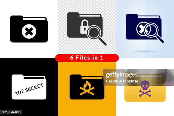 pc folder and document icon set. - not found error message stock illustrations