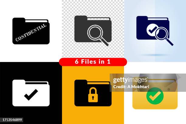 pc folder and document icon set. - computer lock white background stock illustrations