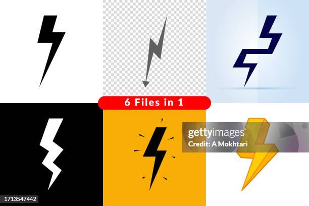 lightning icons, flashes. - electricity bolt stock illustrations