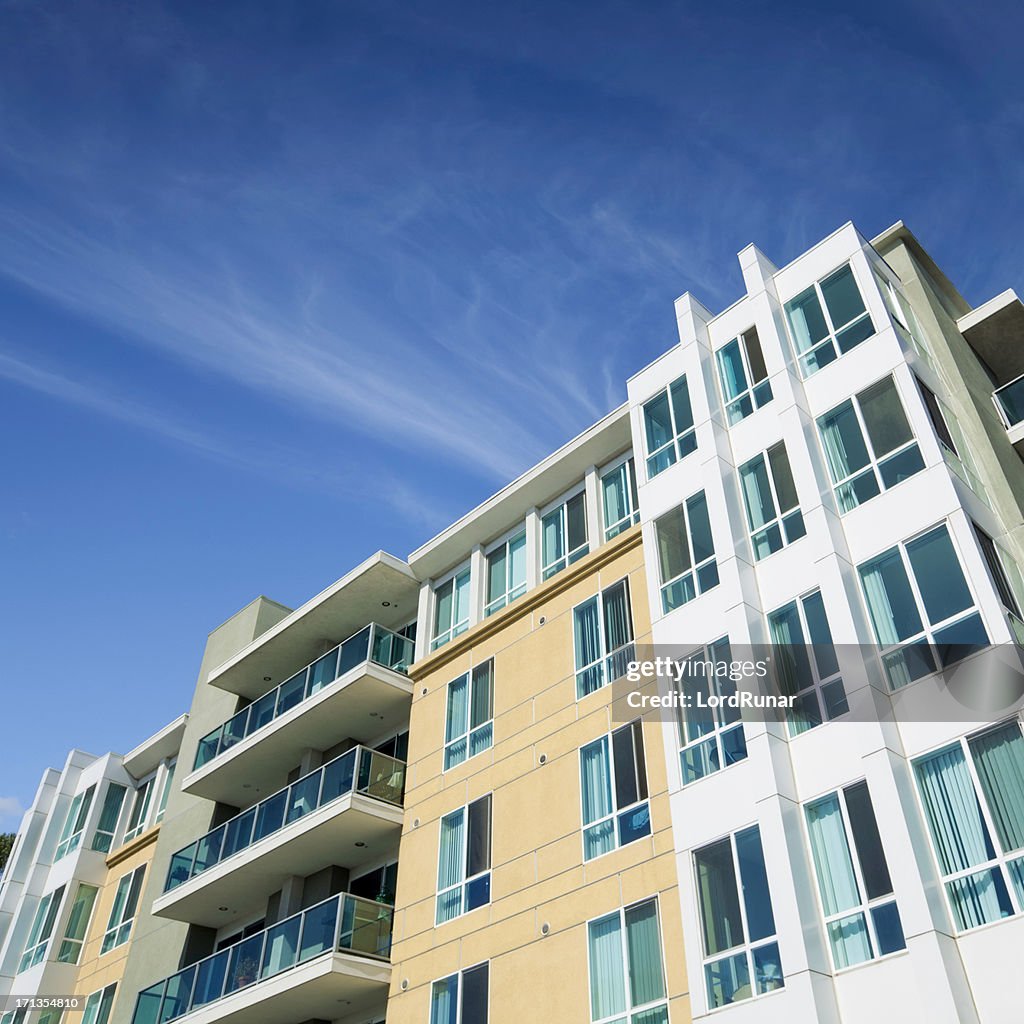 Modern apartment building facade