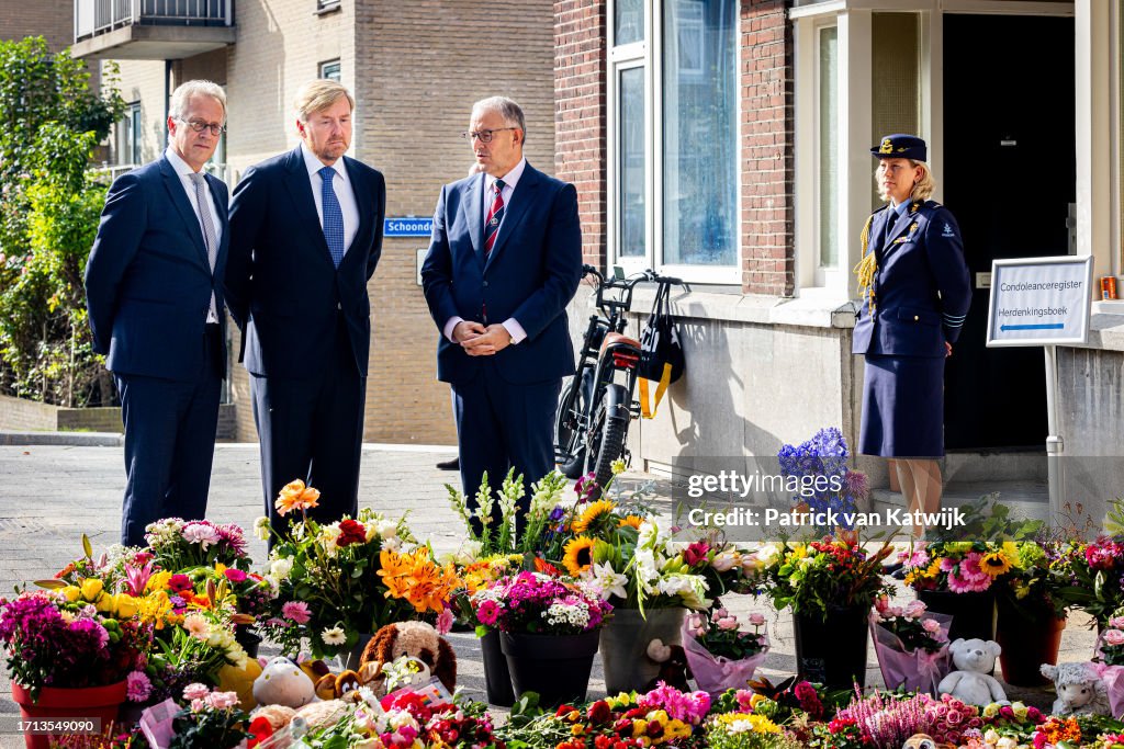King Willem-Alexander Of The Netherlands Visits The Location Of Shooting Incident In Rotterdam
