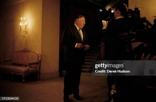 Gérald Larcher, president of the French Senate, being filmed for an interview in his offices, Paris, December 2008.