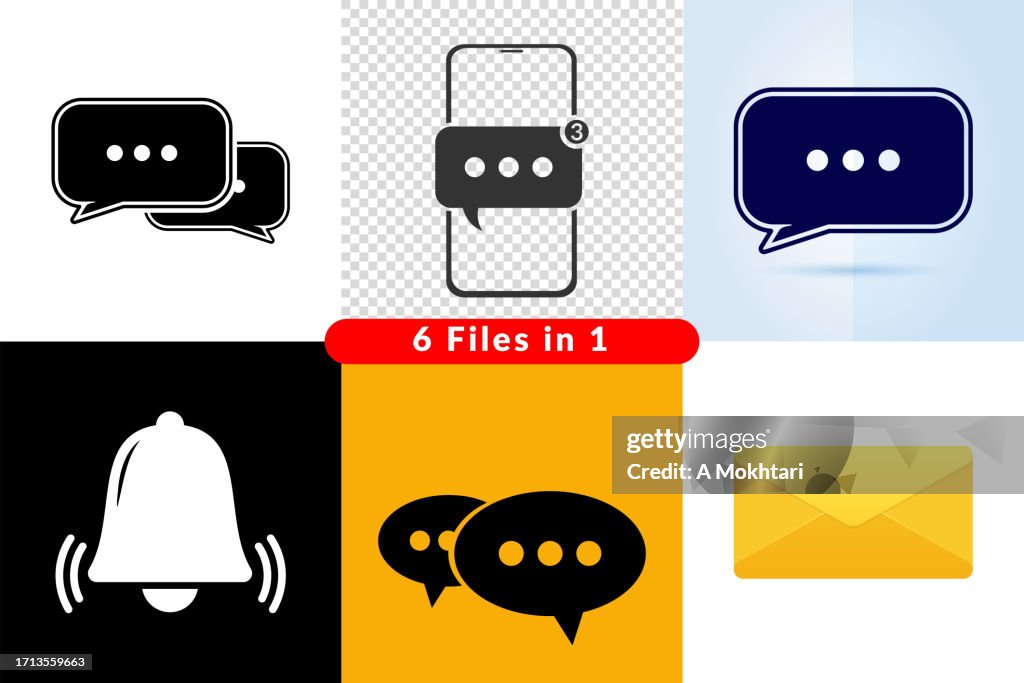 Message icon, speech bubble, bell...