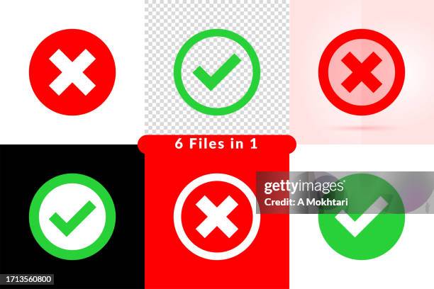 validation and refusal icon. - check mark circle stock illustrations