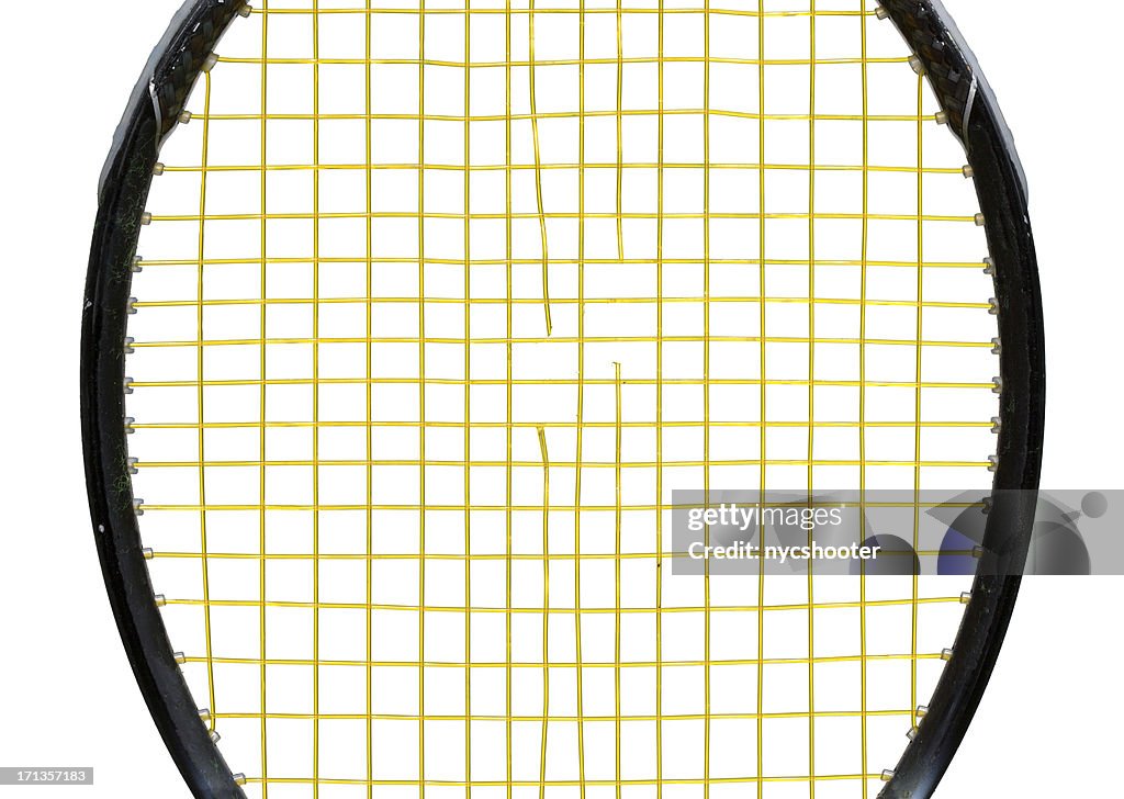 Popped tennis racket strings