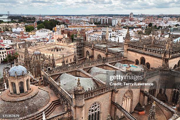 cattedrale di siviglia, spagna - flying buttress foto e immagini stock